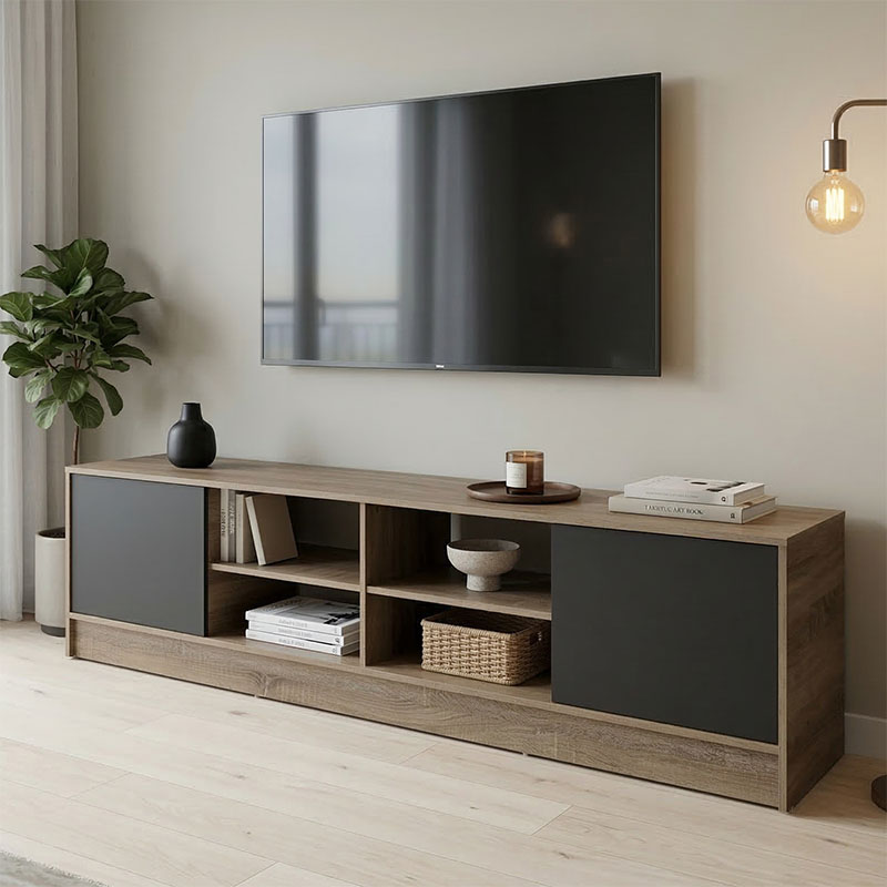 Έπιπλο τηλεόρασης Tivia  sonoma-ανθρακί 180x35x41.5εκ