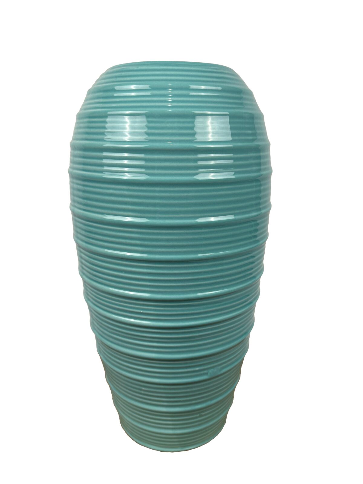 Κεραμικό Βάζο Στρογγυλό με Ρίγα Φ 8Χ30 cm 2 Χρώματα Γαλάζιο - Image 1