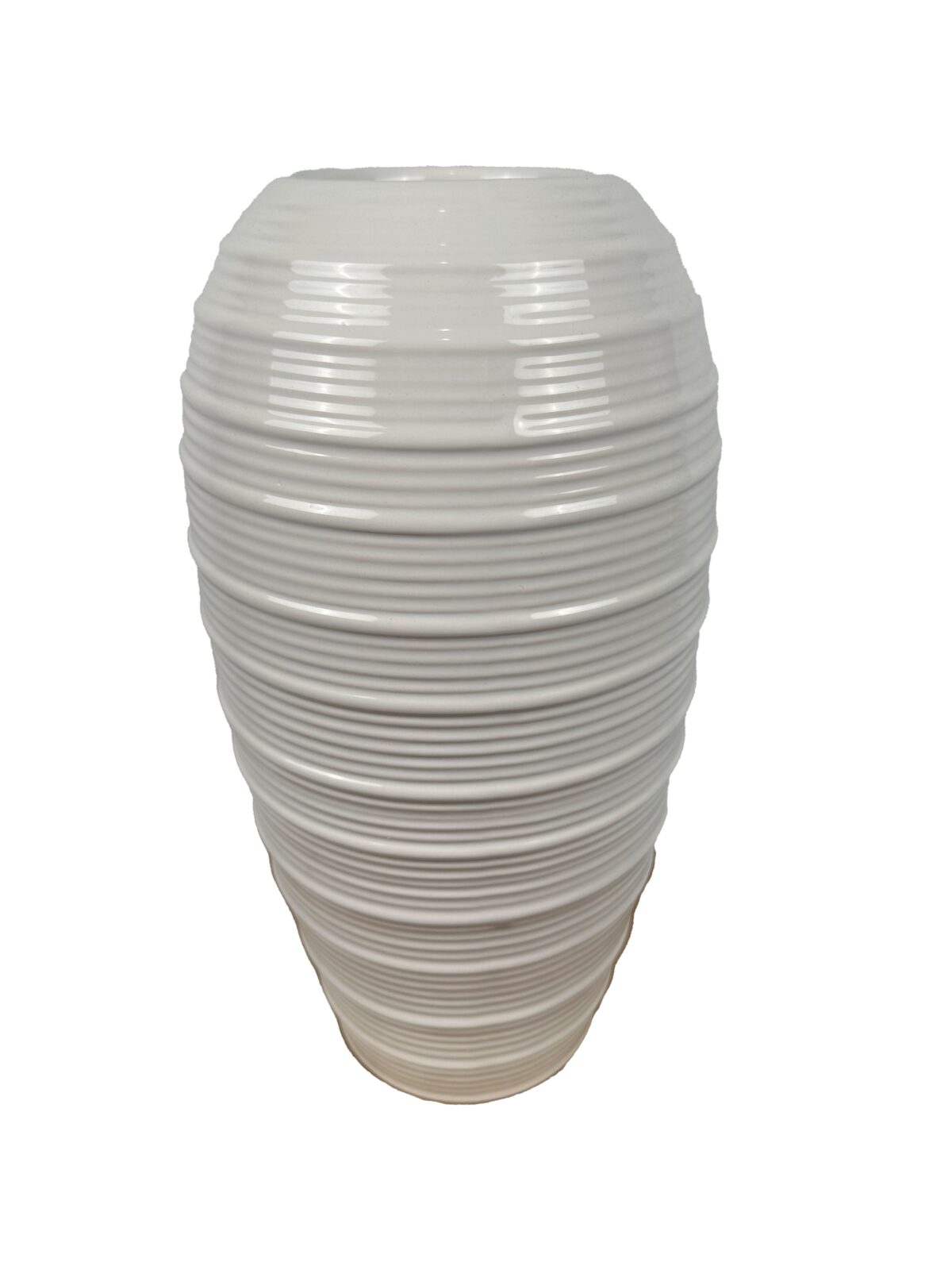 Κεραμικό Βάζο Στρογγυλό με Ρίγα Φ 8Χ30 cm 2 Χρώματα Λευκό - Image 1
