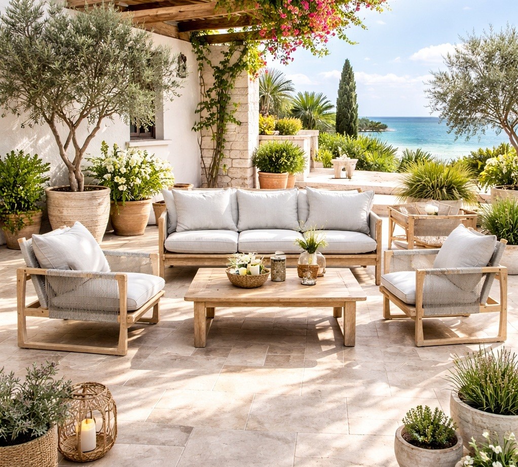 Σετ Καθιστικού Baker 4 Τμχ Ξύλο Ακακίας