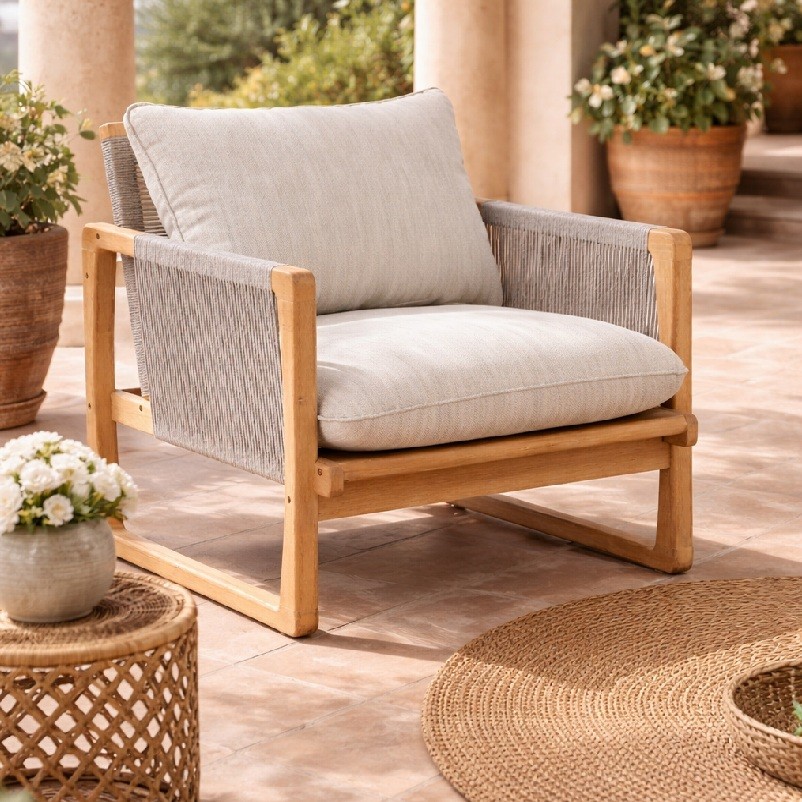 Πολυθρόνα lounge Baker Ξύλο Ακακίας