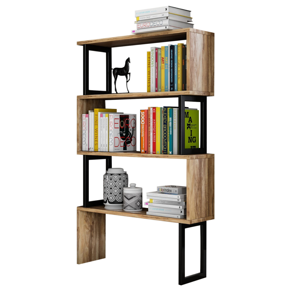 ΒΙΒΛΙΟΘΗΚΗ INGRID ΚΑΡΥΔΙ ΜΕ ΜΑΥΡΟ ΣΚΕΛΕΤΟ HM8867.01 80x22x128 εκ.