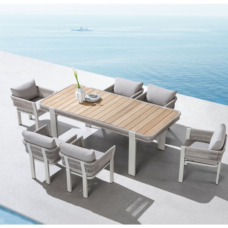 Σετ Τραπεζαρίας Borromeo 7Τμχ Αλουμινίου Taupe