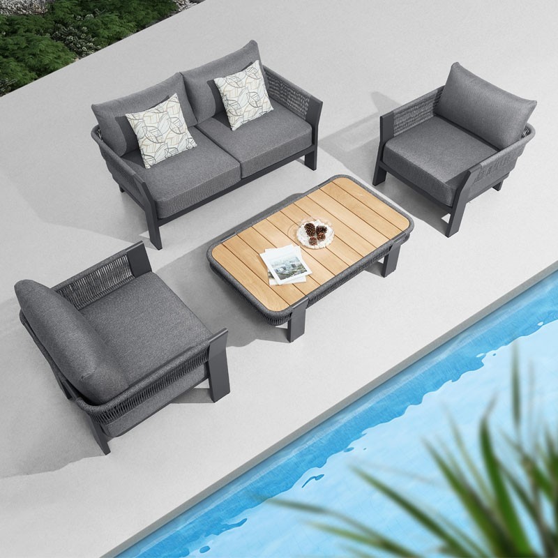 Σετ Καθιστικού Borromeo 4Τμχ Αλουμινίου Ανθρακί