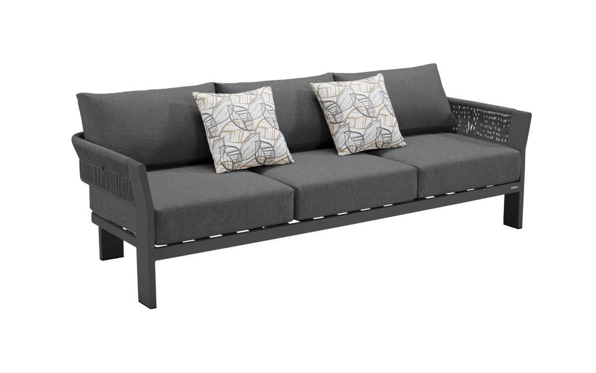 Τριθέσιος Καναπές Borromeo Ανθρακί - Image 1