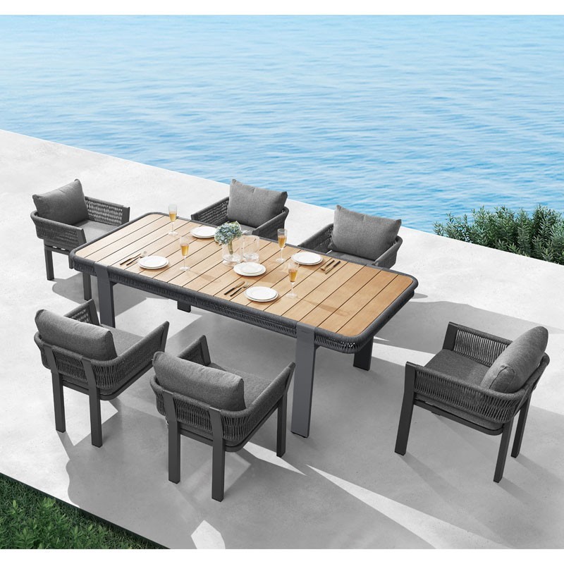 Σετ Τραπεζαρίας Borromeo 7Τμχ Αλουμινίου Ανθρακί