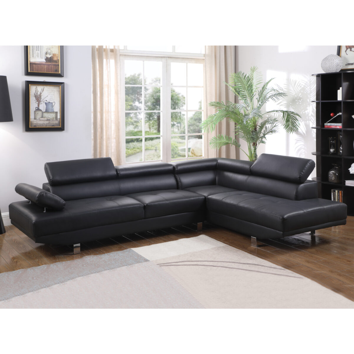 ΚΑΝΑΠΕΣ ΓΩΝΙΑ GORO ΔΕΞΙΑ HM3084.02R ΑΠΟ ΜΑΥΡΟ PU 270x200x87Υ εκ. - Image 2