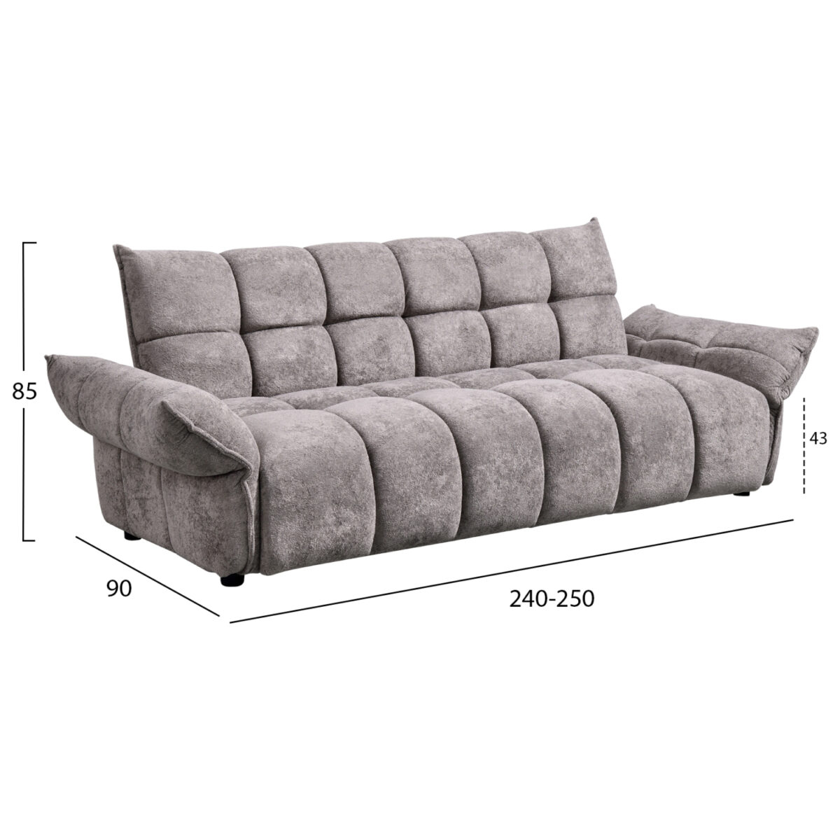 ΚΑΝΑΠΕΣ ΚΡΕΒΑΤΙ MELU HM3314.01 ΓΚΡΙ ΥΦΑΣΜΑ--ΚΑΘΙΣΜΑ POCKET SPRINGS 240-250x90x85Υεκ. - Image 2