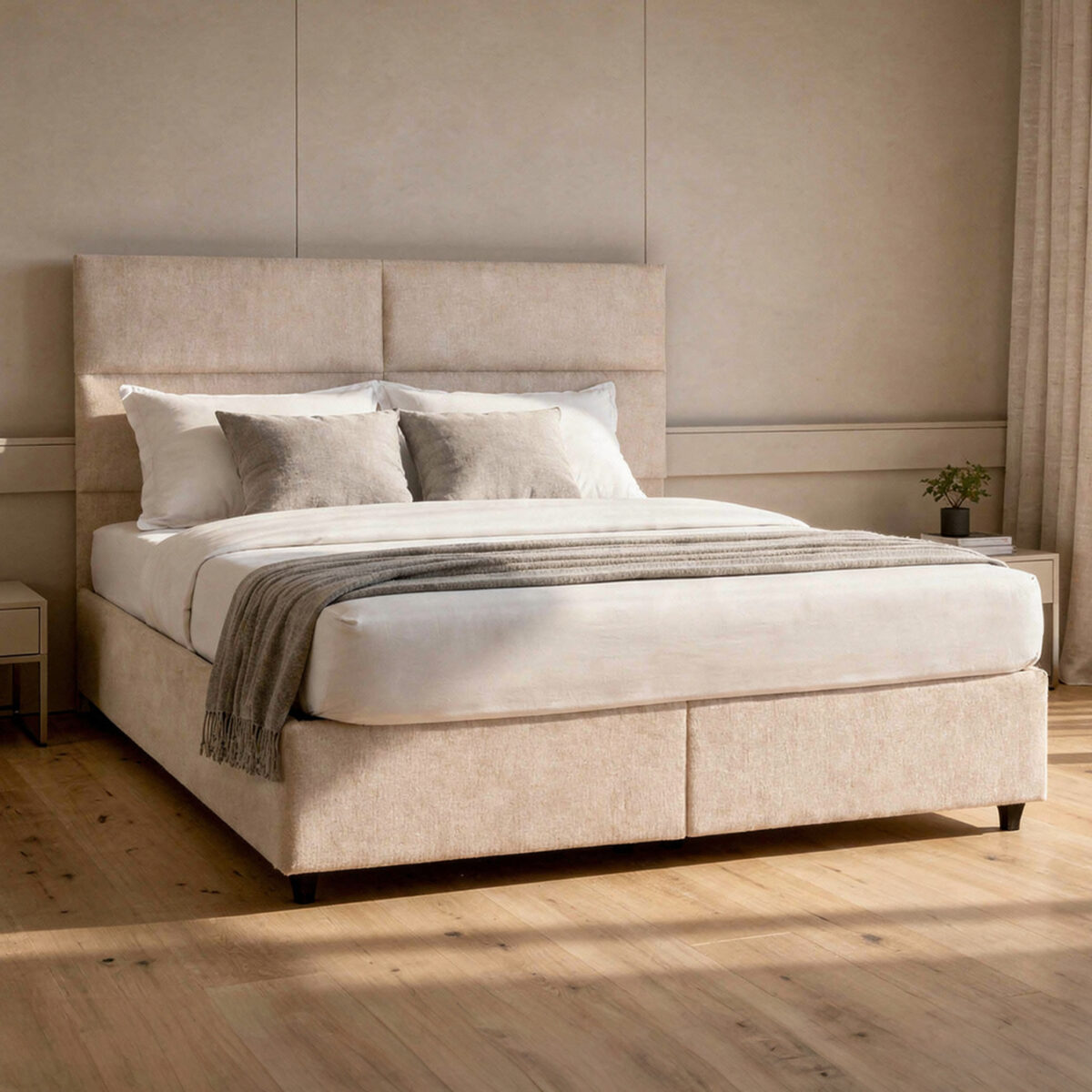 ΚΡΕΒΑΤΙ MILO ΔΙΠΛΟ ΜΕ ΑΠΟΘΗΚΕΥΤΙΚΟ ΧΩΡΟ HM622.32 ΜΠΕΖ ΥΦΑΣΜΑ-- ΓΙΑ ΣΤΡΩΜΑ 160x200εκ - Image 2