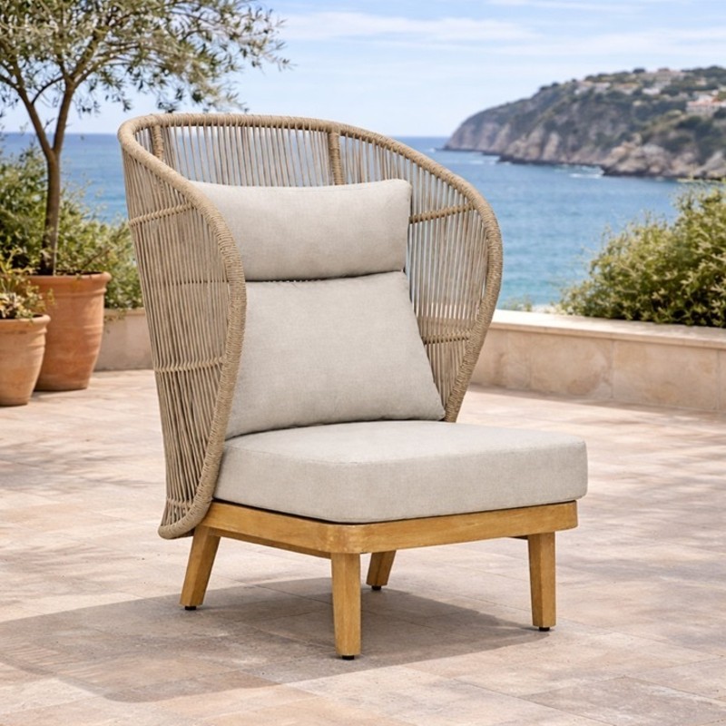 Πολυθρόνα Bali Highback Ξύλο Αλουμινίου Μπλέ Χώρου