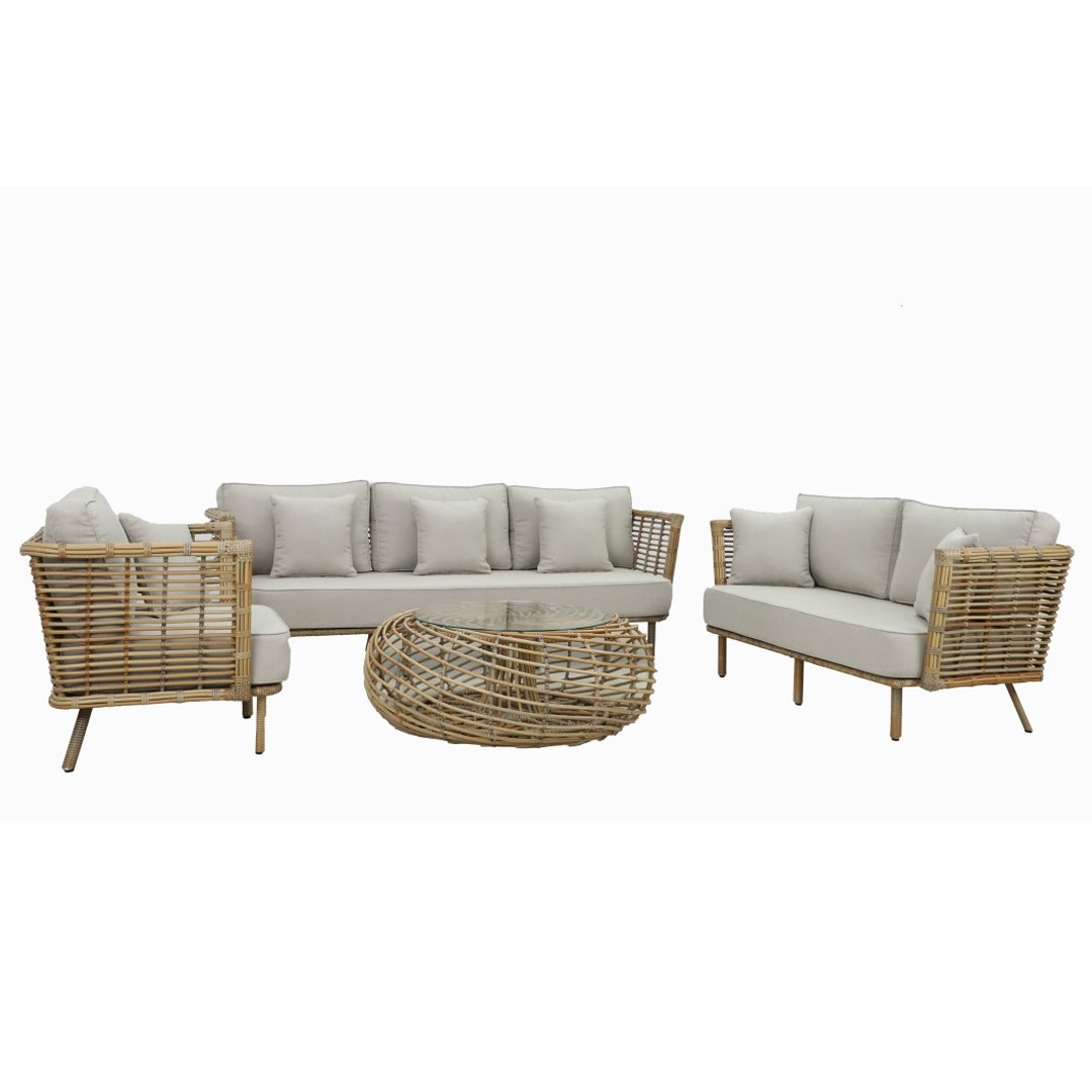 Σετ Καθιστικού Naomi 4Τμχ Αλουμίνιο Μπαμπού