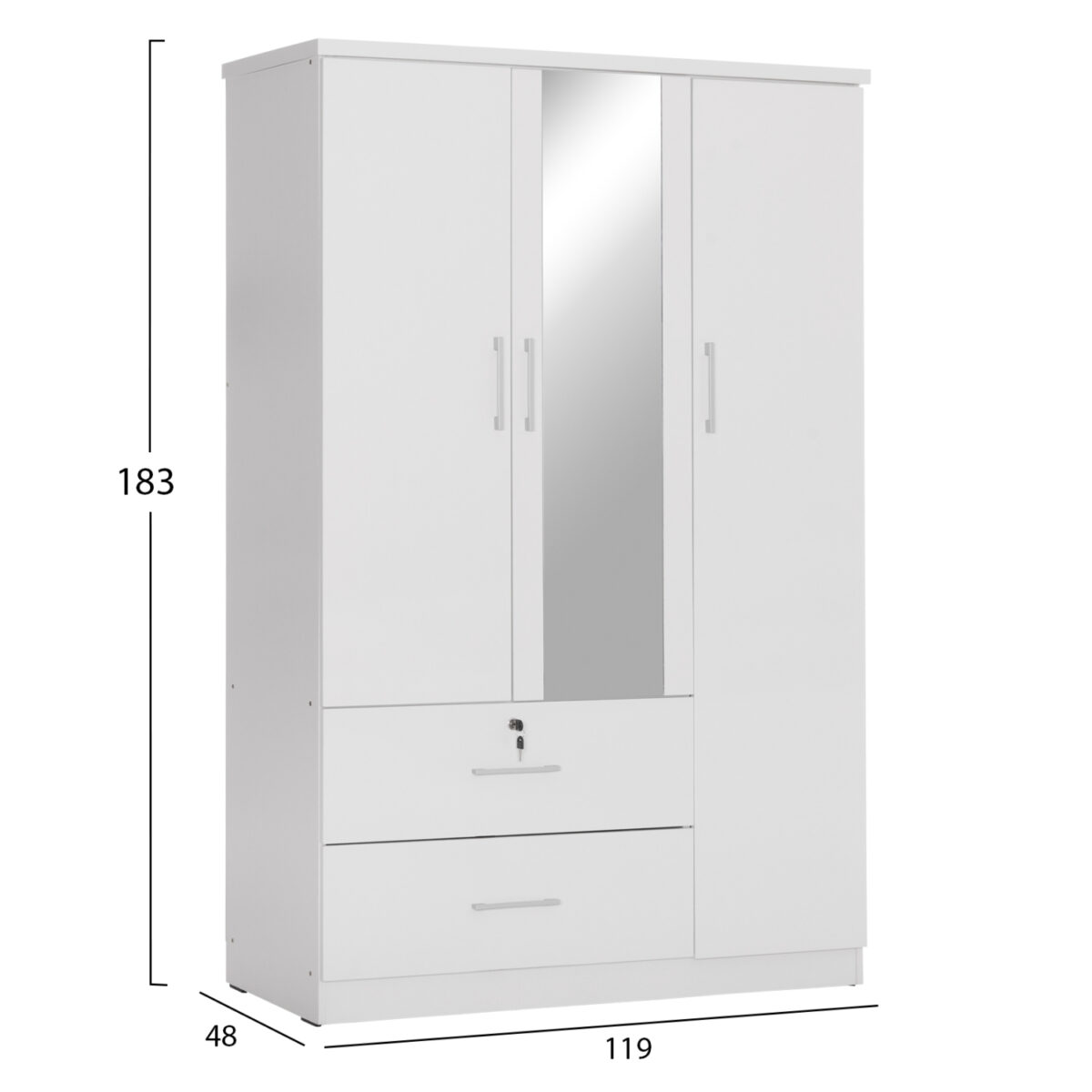 ΝΤΟΥΛΑΠΑ ΜΕ ΚΑΘΡΕΦΤΗ & ΣΥΡΤΑΡΙΑ JARRY HM2485.01 ΛΕΥΚΗ ΜΕΛΑΜΙΝΗ 119x48x183Υεκ - Image 2