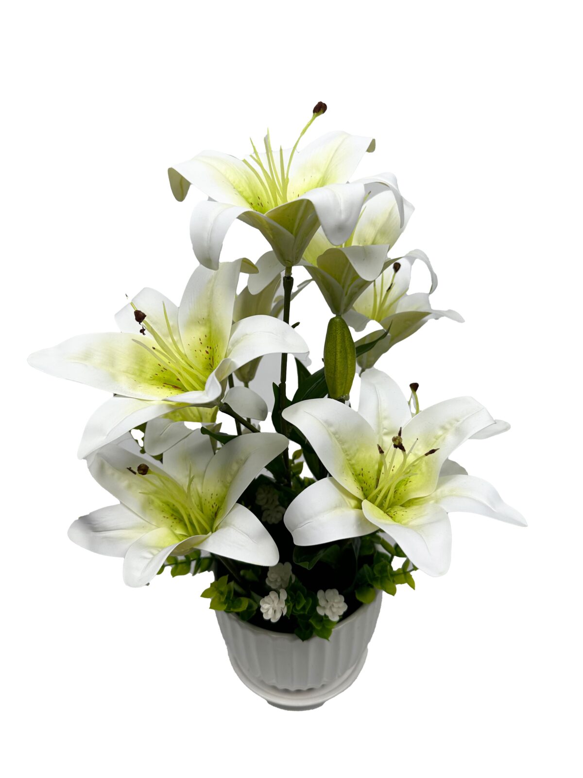 Τεχνητό Φυτό Κρίνο Λευκό με 9 Άνθη - Image 1