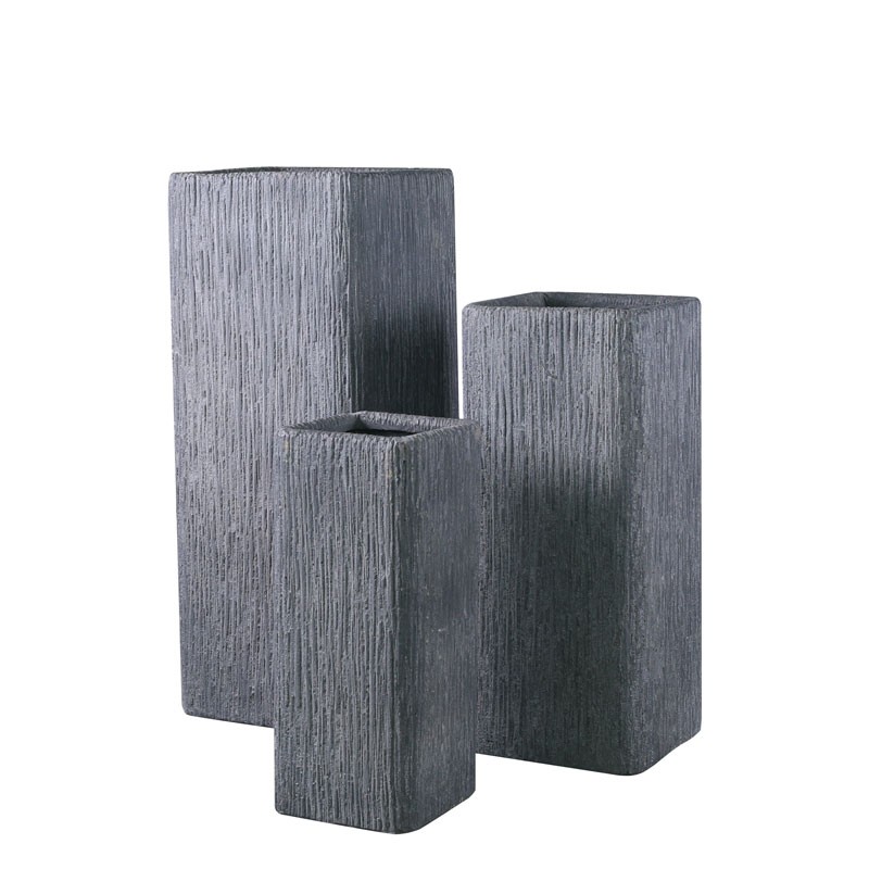 Κασπώ Ψηλό Τετράγωνο Ανάγλυφο Fiber Cement Grey 23x23x55H