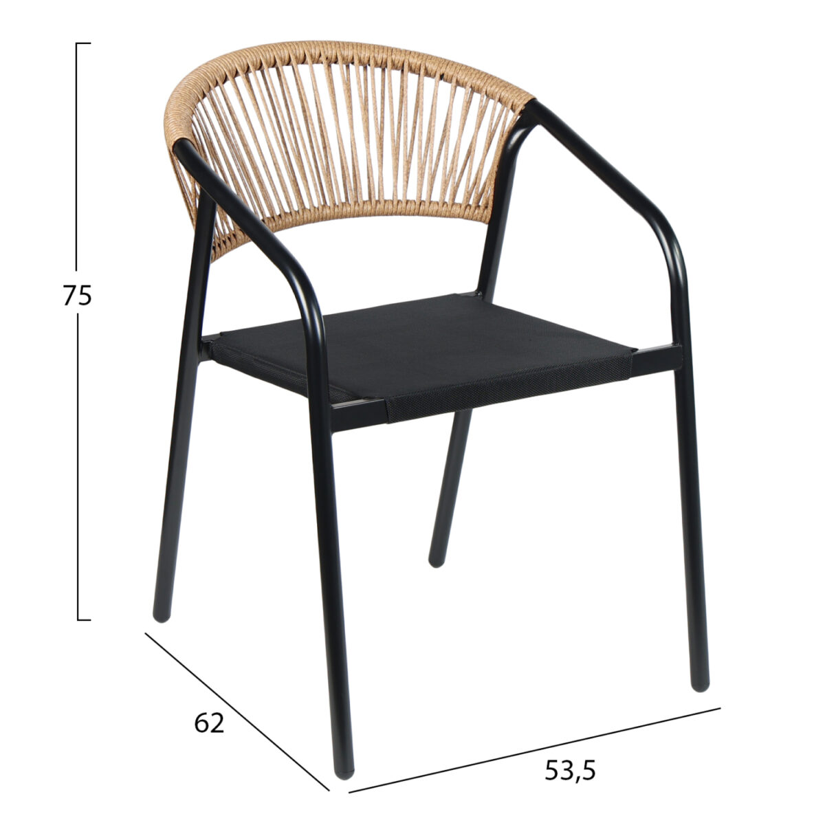 ΠΟΛΥΘΡΟΝΑ HOMAN HM6430.03 ΜΑΥΡΟ ΜΕΤΑΛΛΟ & TEXTILENE--ΜΠΕΖ P.E.RATTAN 53,5x62x75Υεκ - Image 2