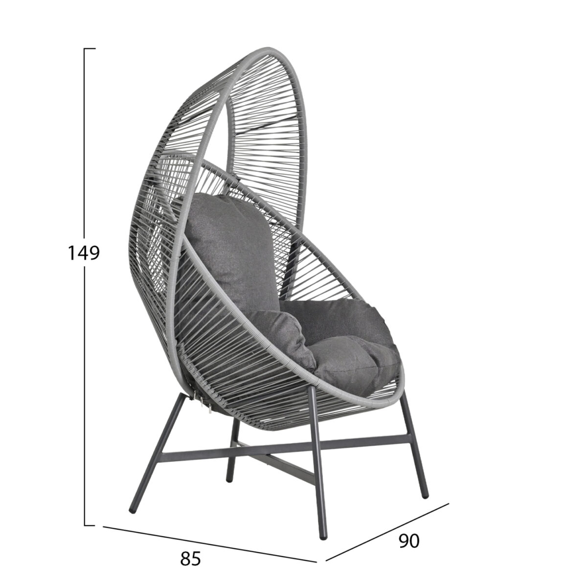 ΠΟΛΥΘΡΟΝΑ-ΦΩΛΙΑ RULER HM6506.01 ΓΚΡΙ ΜΕΤΑΛΛΟ-P.E.RATTAN-ΜΑΞΙΛΑΡΙΑ 90x85x154Υεκ - Image 2