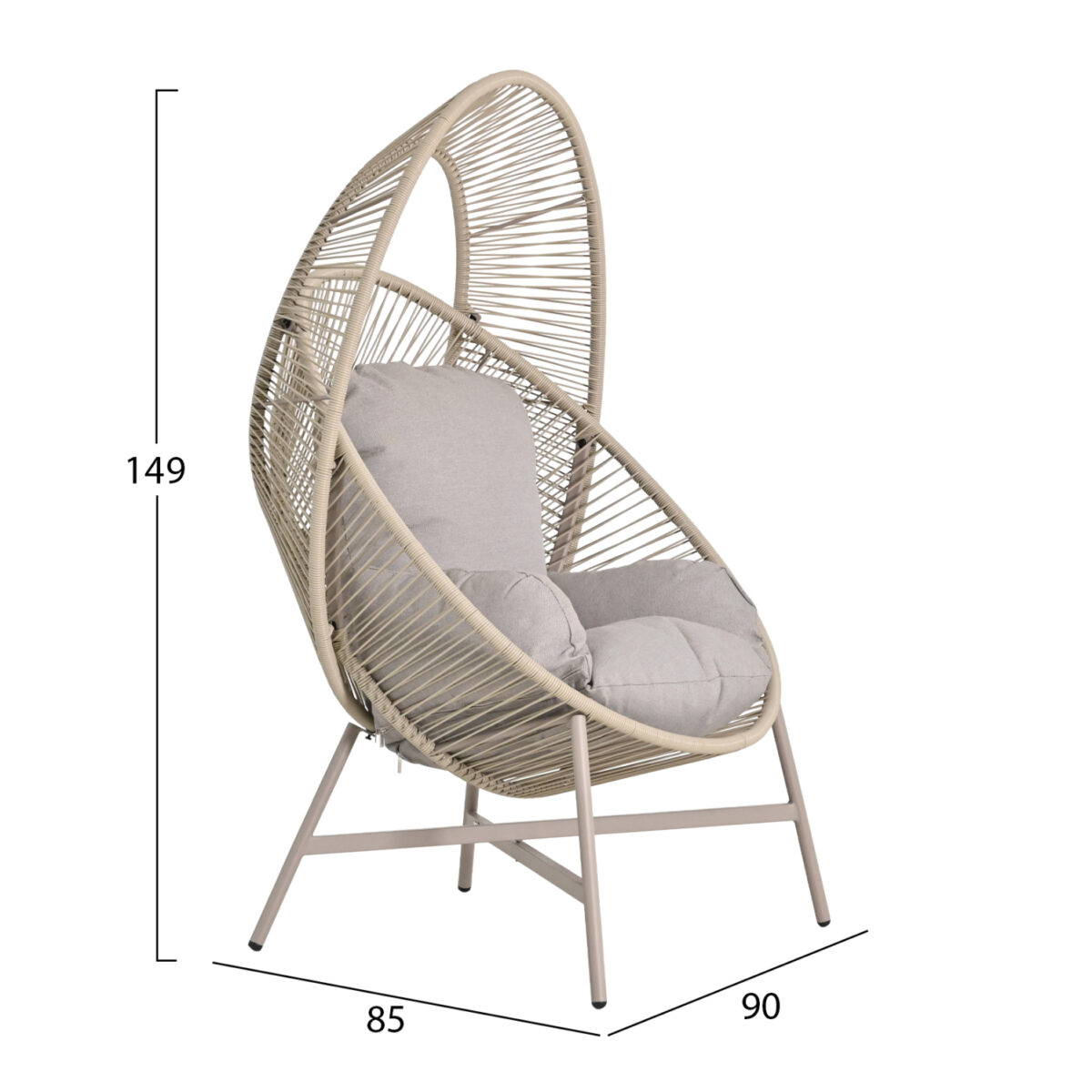 ΠΟΛΥΘΡΟΝΑ-ΦΩΛΙΑ RULER HM6506.02 ΜΟΚΑ ΜΕΤΑΛΛΟ-P.E.RATTAN--ΓΚΡΙ ΜΑΞΙΛΑΡΙΑ 90x85x154Υεκ - Image 2