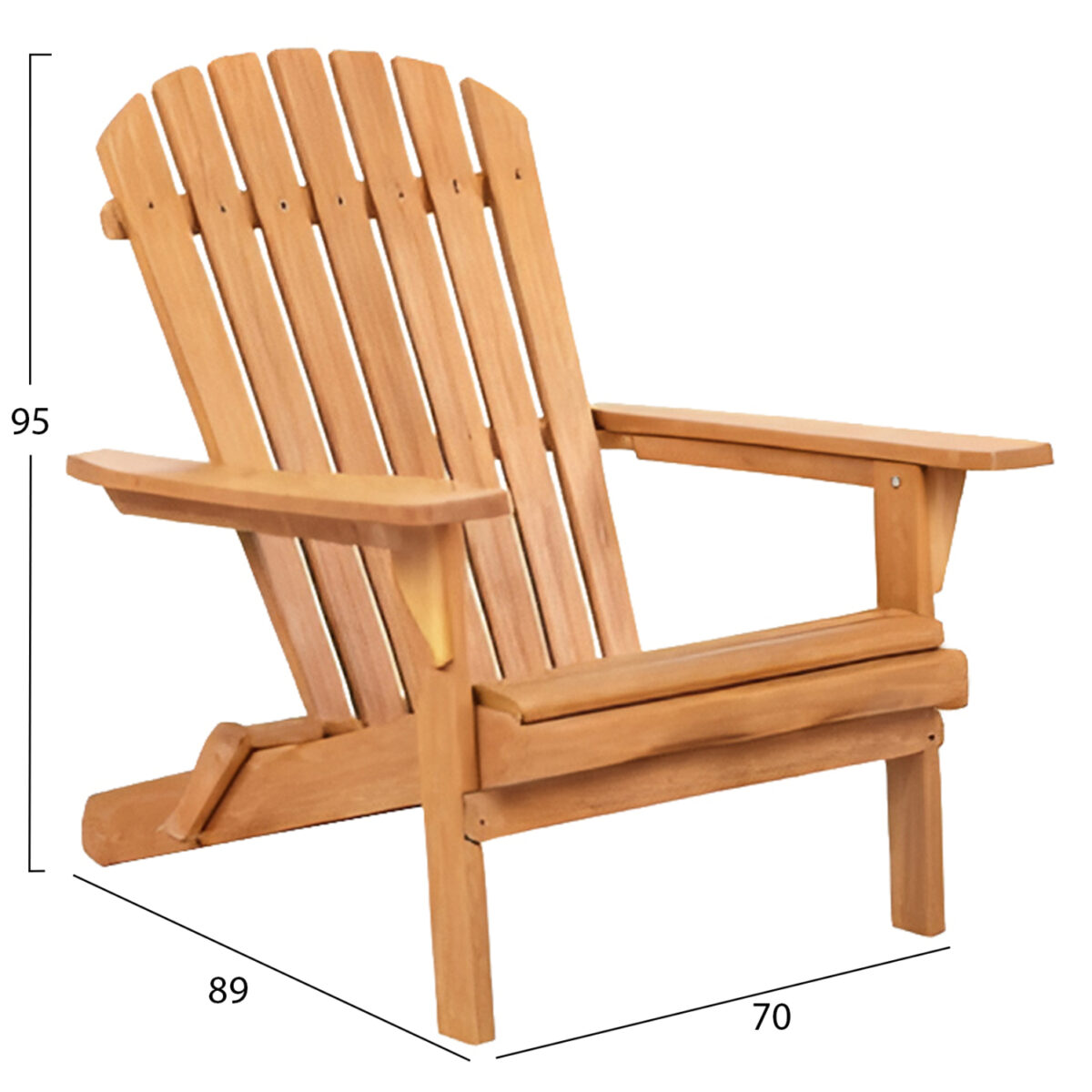 ΠΟΛΥΘΡΟΝΑ LOUNGE ΠΤΥΣΣΟΜΕΝΗ SKALL HM6619 ΞΥΛΟ TEAK ΦΥΣΙΚΟ 70.5x85x92Υεκ. - Image 2