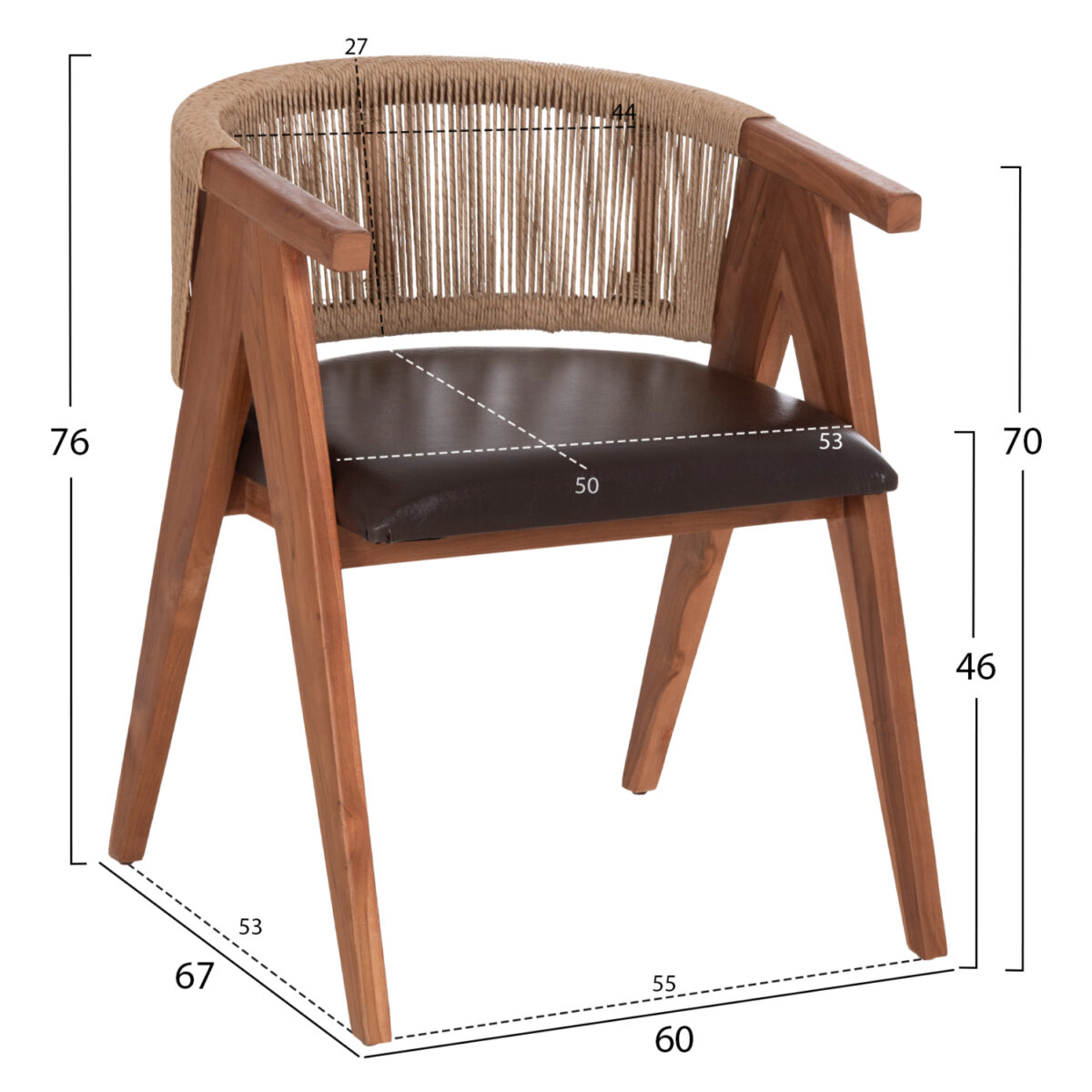 ΠΟΛΥΘΡΟΝΑ ΤΡΑΠΕΖΑΡΙΑΣ BRANN HM18238.11 ΞΥΛΟ ΤΕΑΚ-ΚΑΦΕ PU-ΣΧΟΙΝΙ 60x67x76Υεκ. - Image 2