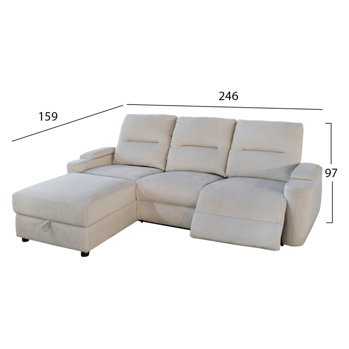 ΣΕΤ ΚΑΝΑΠΕΣ-ΠΟΛΥΘΡΟΝΑ RELAX SYNTHIA HM10735.01 ΜΠΕΖ ΥΦΑΣΜΑ-ΗΛΕΚΤΡΙΚΗ ΑΝΑΚΛΙΣΗ [L] - Image 2