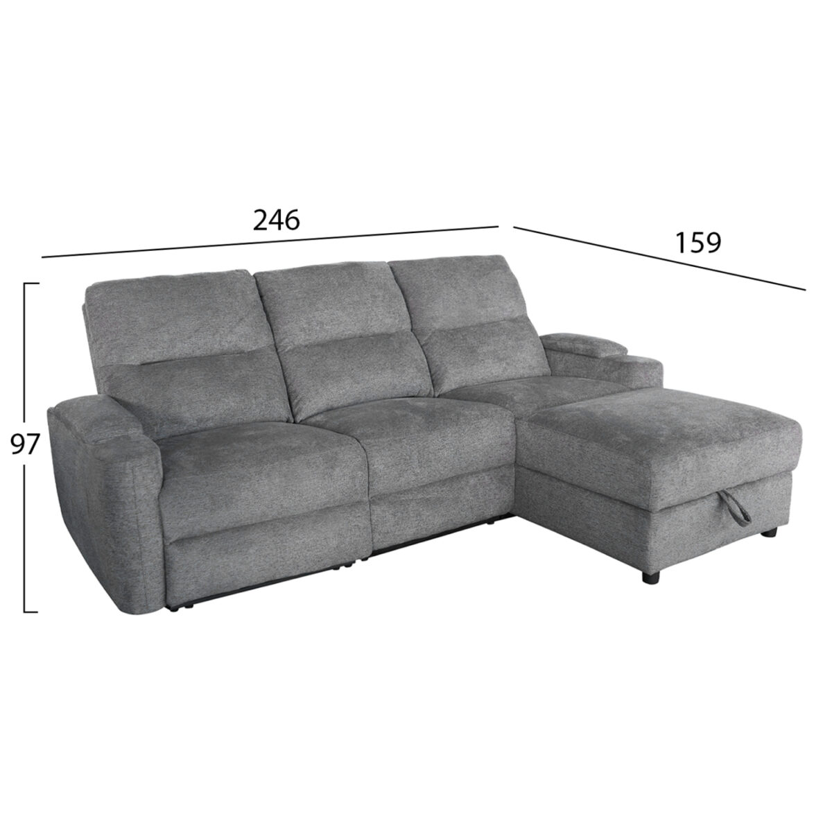 ΣΕΤ ΚΑΝΑΠΕΣ-ΠΟΛΥΘΡΟΝΑ RELAX SYNTHIA HM10736.03 ΓΚΡΙ ΥΦΑΣΜΑ-ΗΛ.ΑΝΑΚΛΙΣΗ [R] - Image 2