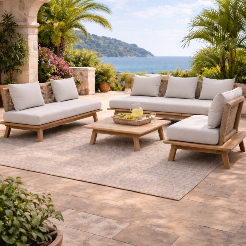 Σετ Καθιστικού Alice 5Τμχ Ξύλο Ακακίας Οranon