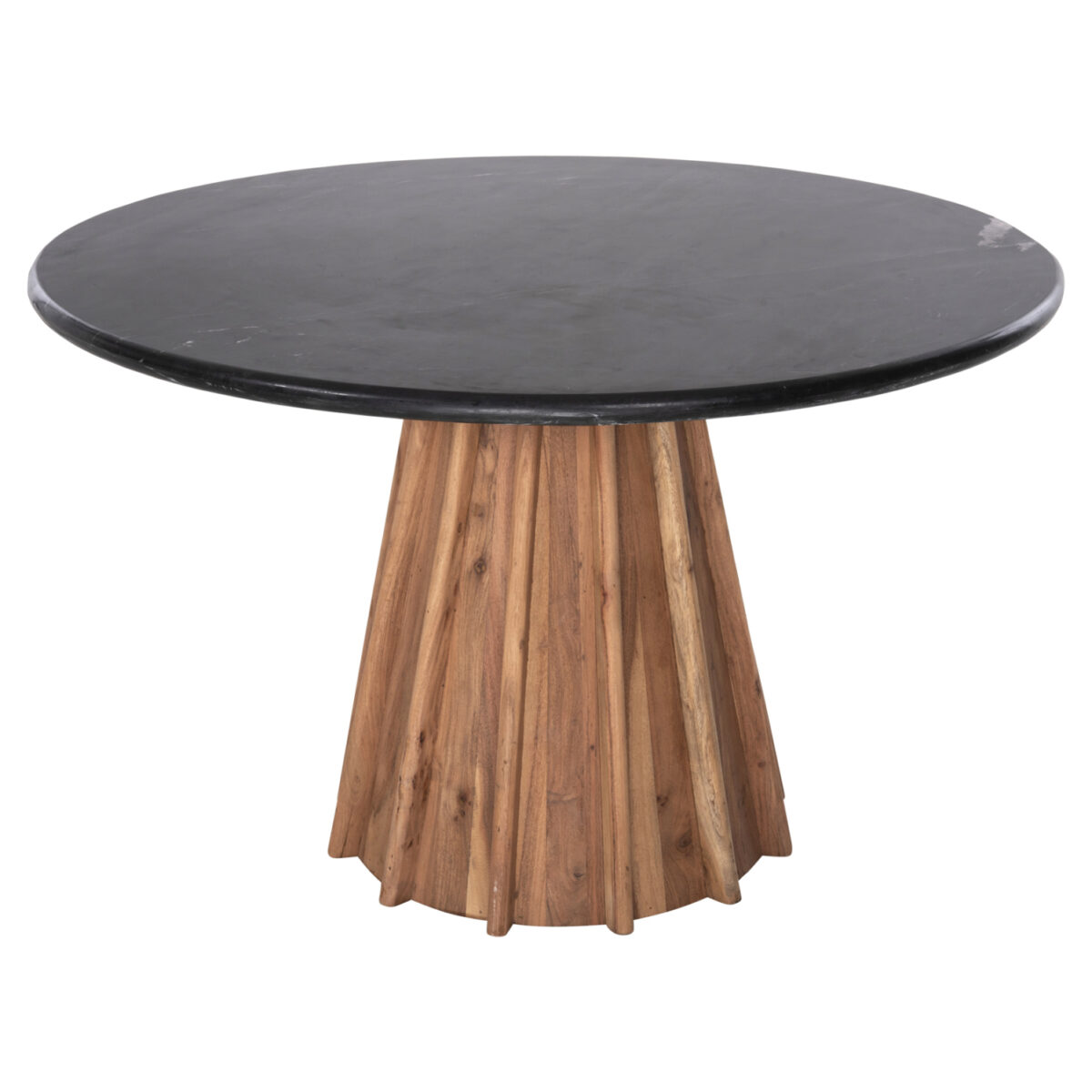 ΤΡΑΠΕΖΙ ΤΡΑΠΕΖΑΡΙΑΣ ΣΤΡΟΓΓΥΛΟ DRAXX HM9687 ΜΑΣΙΦ ΞΥΛΟ ΑΚΑΚΙΑΣ-ΕΠΙΦΑΝΕΙΑ ΜΑΥΡΟ ΜΑΡΜΑΡΟ Φ120x76Υεκ - Image 2