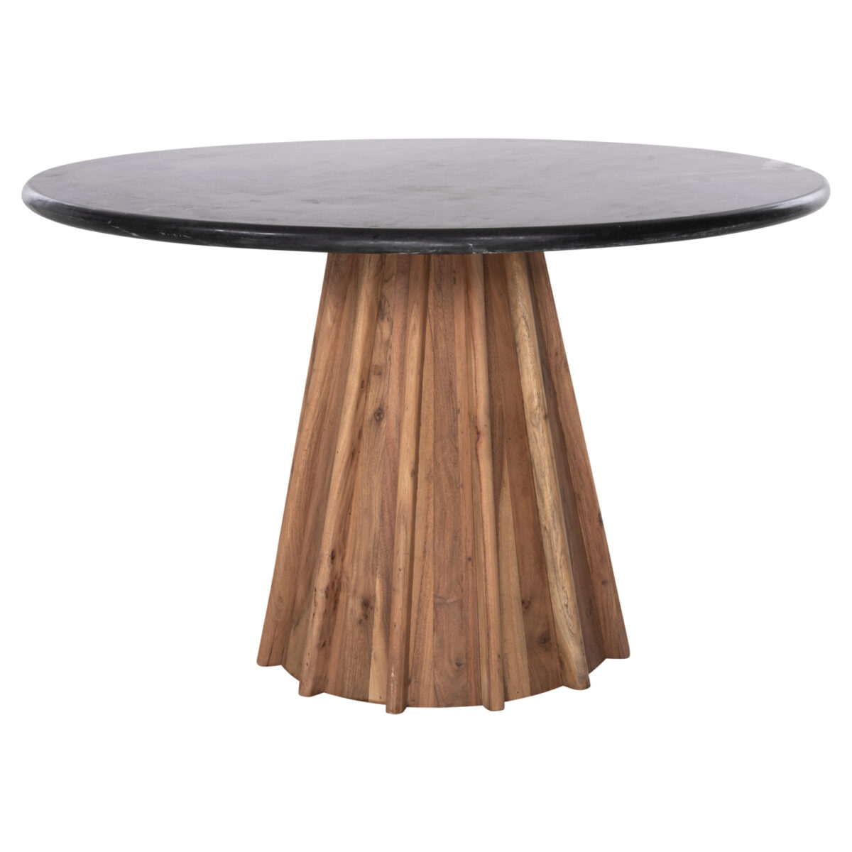 ΤΡΑΠΕΖΙ ΤΡΑΠΕΖΑΡΙΑΣ ΣΤΡΟΓΓΥΛΟ DRAXX HM9687 ΜΑΣΙΦ ΞΥΛΟ ΑΚΑΚΙΑΣ-ΕΠΙΦΑΝΕΙΑ ΜΑΥΡΟ ΜΑΡΜΑΡΟ Φ120x76Υεκ - Image 3