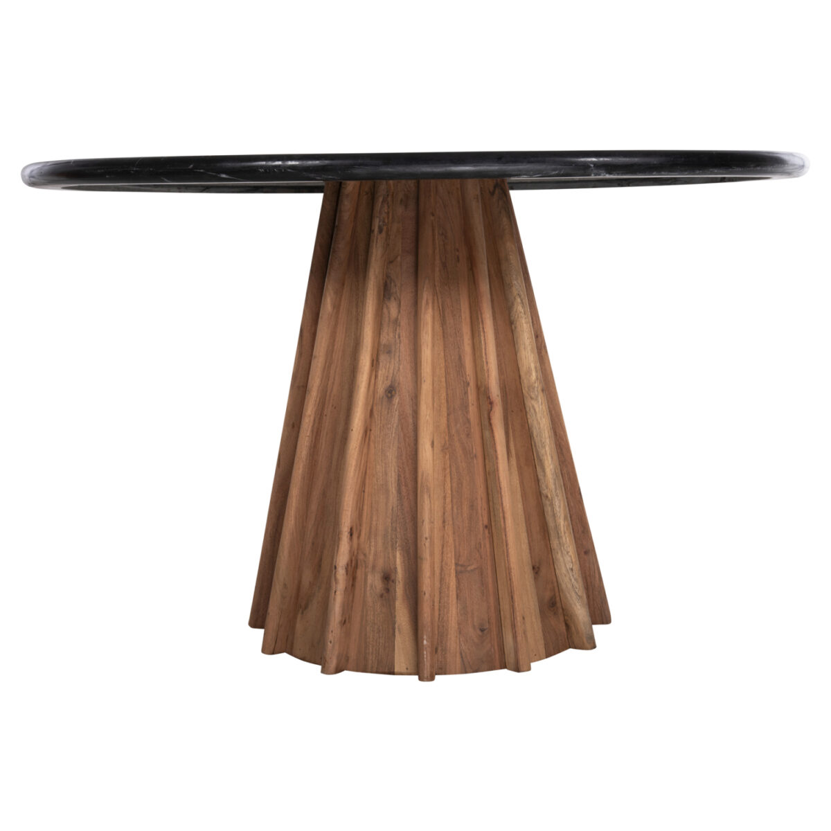 ΤΡΑΠΕΖΙ ΤΡΑΠΕΖΑΡΙΑΣ ΣΤΡΟΓΓΥΛΟ DRAXX HM9687 ΜΑΣΙΦ ΞΥΛΟ ΑΚΑΚΙΑΣ-ΕΠΙΦΑΝΕΙΑ ΜΑΥΡΟ ΜΑΡΜΑΡΟ Φ120x76Υεκ - Image 4