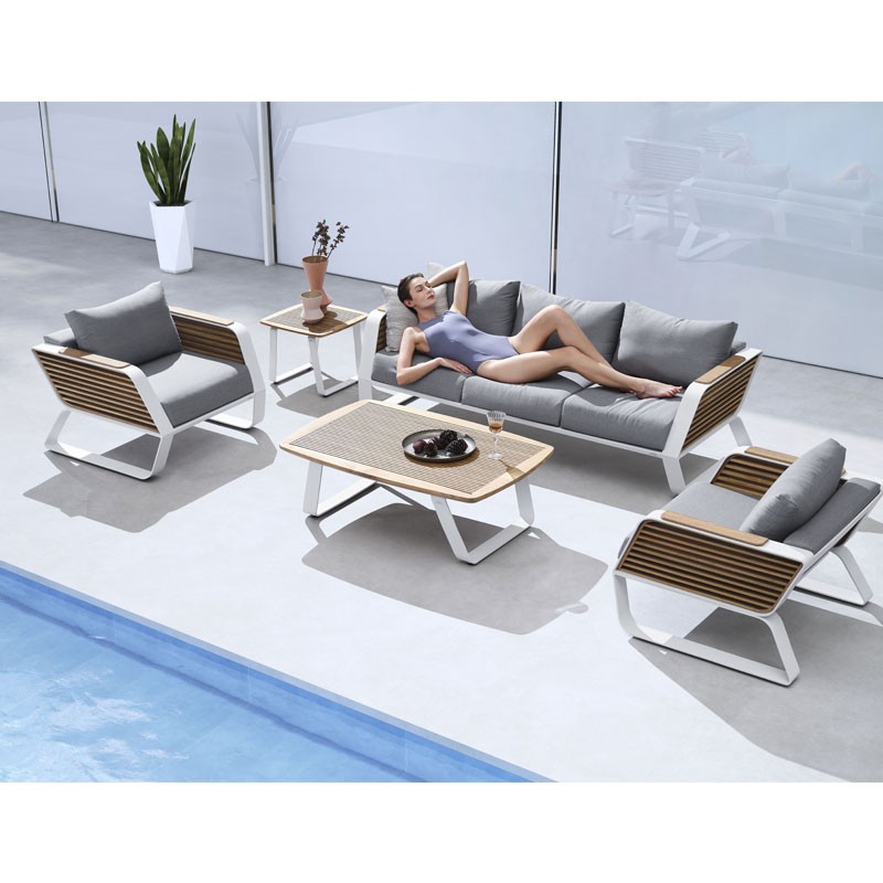 Σετ Καθιστικού Wing 4Τμχ Αλουμίνιου Teak