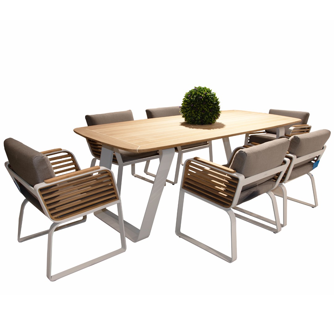 Σετ Τραπεζαρίας Wing 7Τμχ Αλουμίνιο Teak