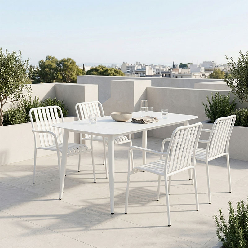 Τραπεζαρία Heven Vista  σετ 5τεμ λευκό αλουμίνιο 150x80x72εκ