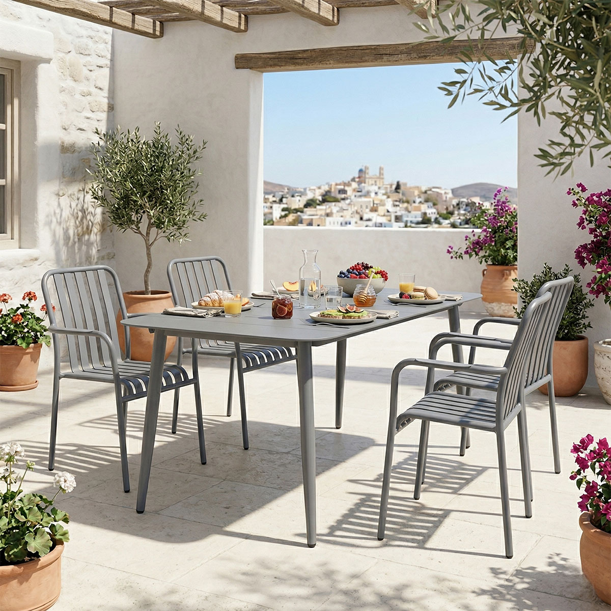 Τραπεζαρία Heven Vista  σετ 5τεμ ανθρακί αλουμίνιο 150x80x72εκ