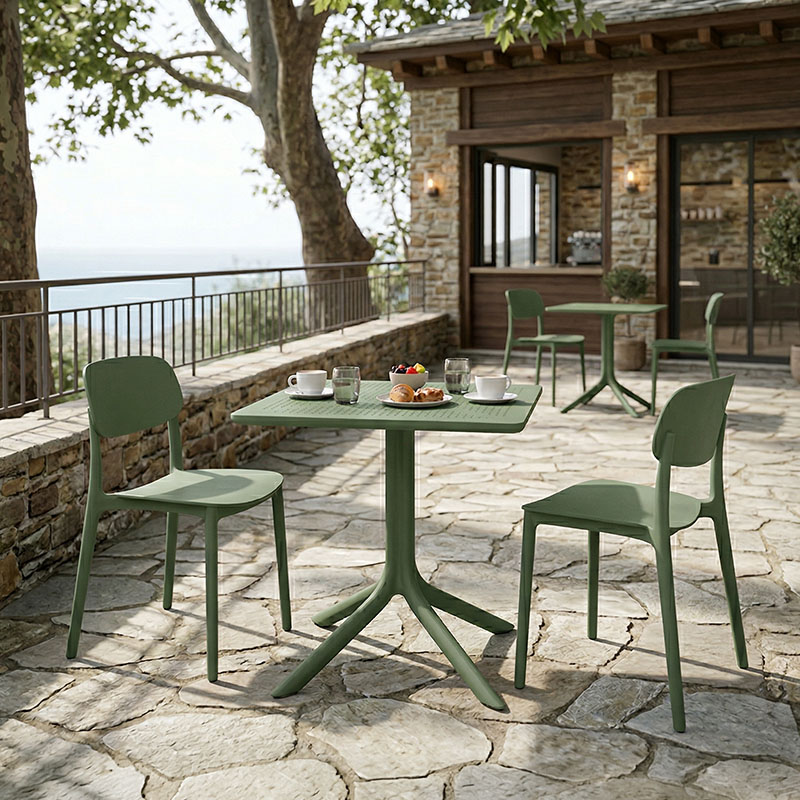 Τραπεζαρία Groovy Berdian  σετ 3τεμ σκούρο πράσινο PP 60x60x76εκ