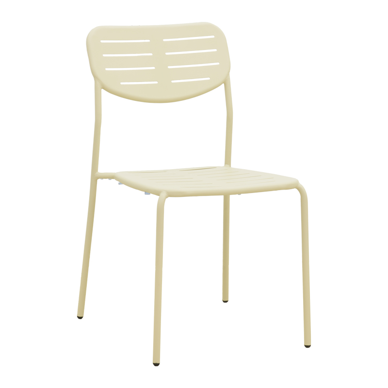 Καρέκλα Deraby  στοιβαζόμενη κρεμ μέταλλο 52.5x45.5x83εκ
