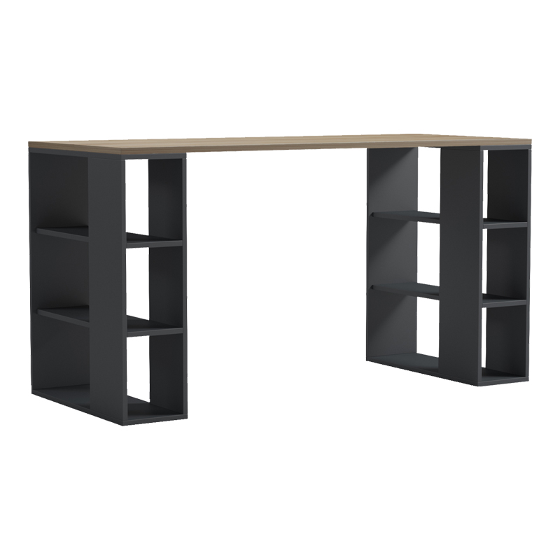 Γραφείο με ραφιέρα Colmar  ανθρακί- sonoma 140x60x75εκ