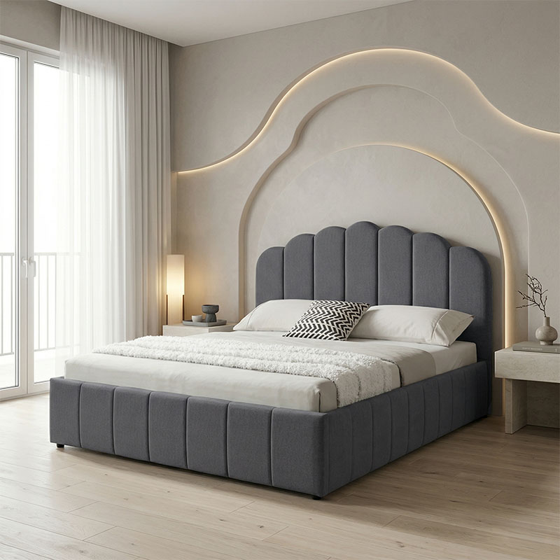 Κρεβάτι Tatiana  ύφασμα ανθρακί με αποθηκευτικό χώρο 120x200εκ