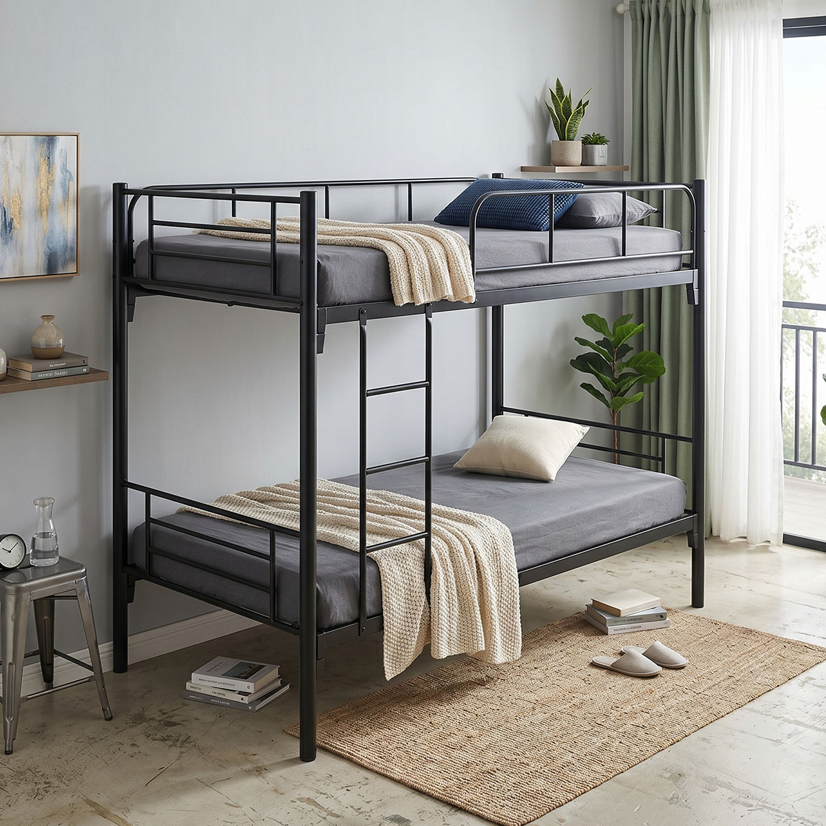 Κρεβάτι-κουκέτα Belit  μεταλλικό λευκό 90x190εκ