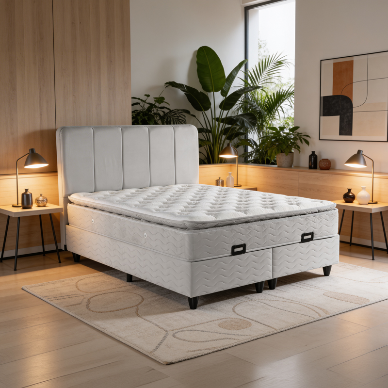 Κρεβάτι διπλό Lunda  με αποθηκευτικό χώρο γκρι βελούδο 160x200εκ