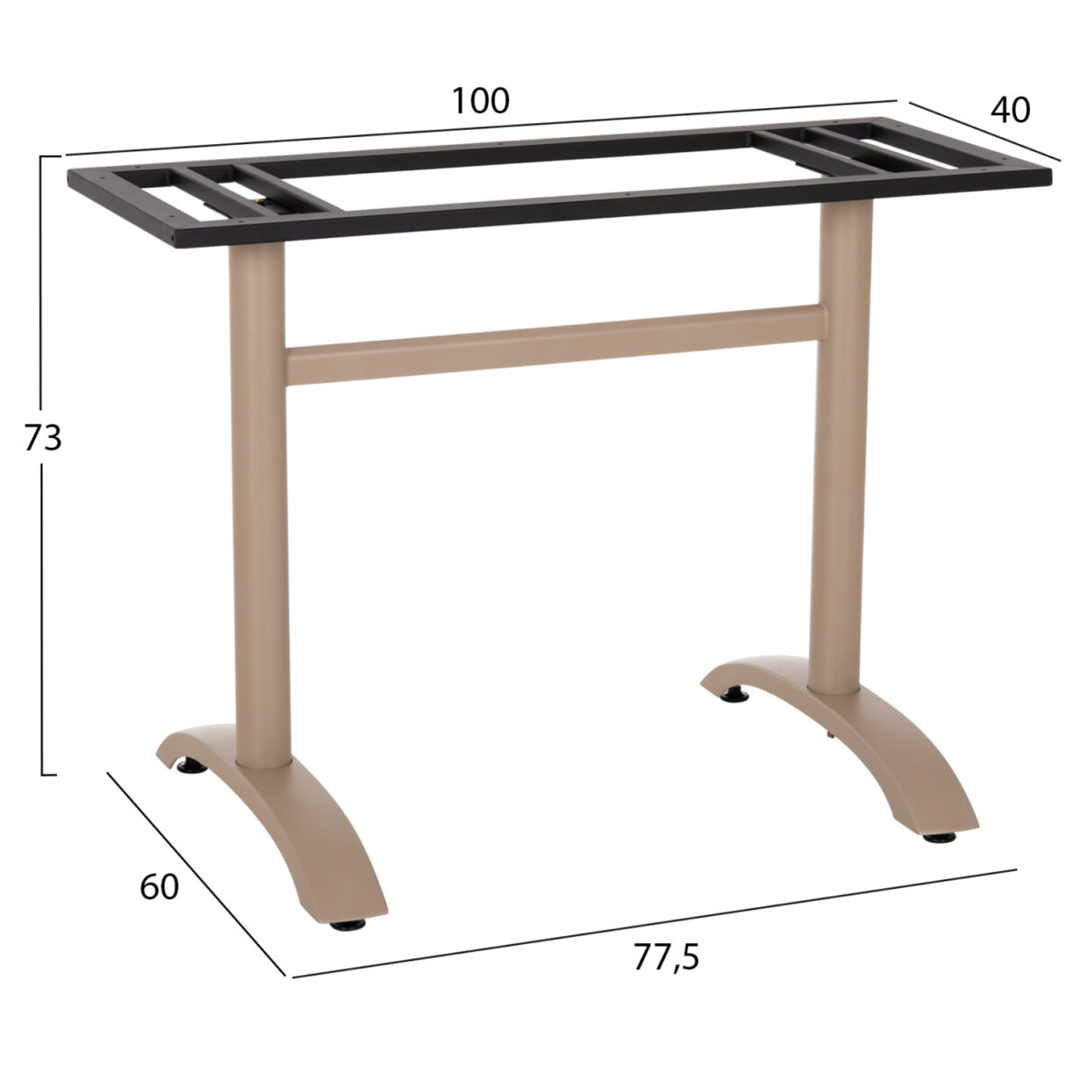 ΒΑΣΗ ΤΡΑΠΕΖΙΟΥ ΑΛΟΥΜΙΝΙΟΥ ΔΙΣΤΗΛΗ HM461.25 CAPPUCINO ΜΕ ΡΕΓΟΥΛΑΤΟΡΟΥΣ 100Χ60Χ73Υεκ. - Image 2