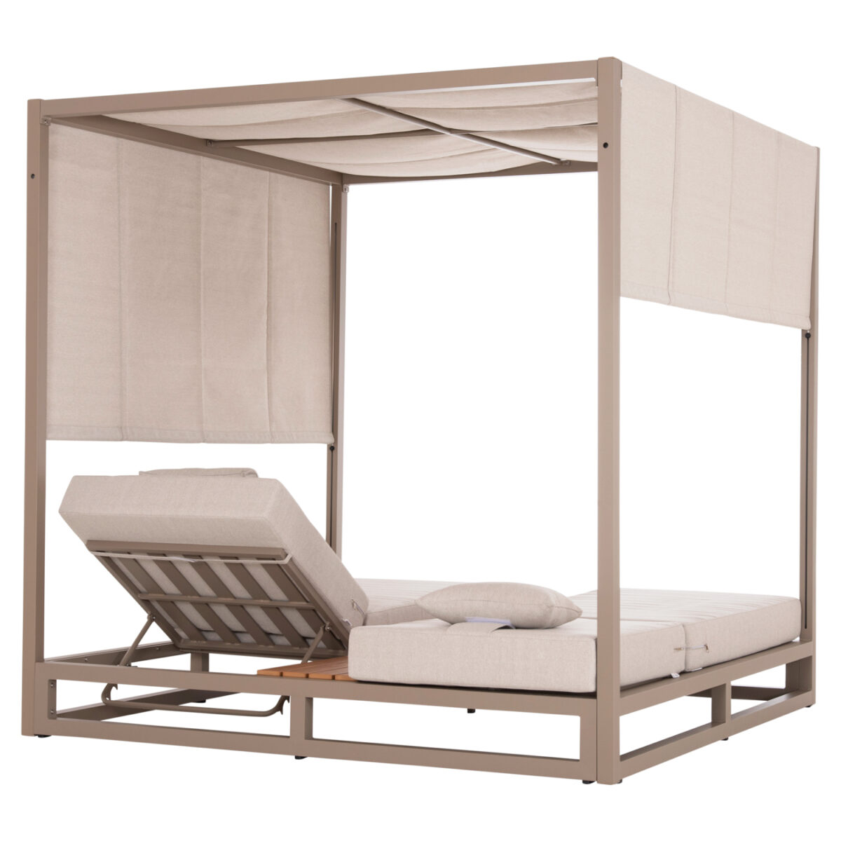 ΔΙΠΛΗ ΞΑΠΛΩΣΤΡΑ ΑΛΟΥΜΙΝΙΟΥ ΠΑΡΑΛΙΑΣ ΜΕ ΣΚΙΑΣΤΡΟ GALLANT HM6097.04 ΚΑΠΟΥΤΣΙΝΟ 2x2x2μ - Image 5