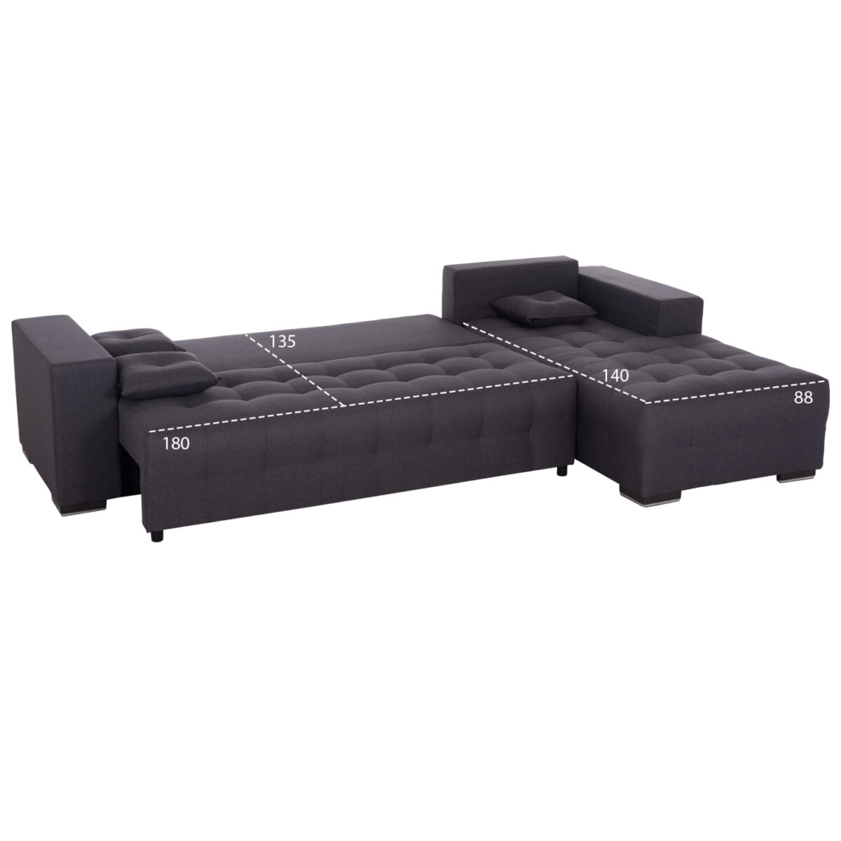 ΓΩΝΙΑΚΟΣ ΚΑΝΑΠΕΣ-ΚΡΕΒΑΤΙ ΜΕ ΑΠΟΘ.ΧΩΡΟ TRENDSTON HM3302.01R ΓΚΡΙ ΥΦΑΣΜΑ 298x177x95Υεκ - Image 3