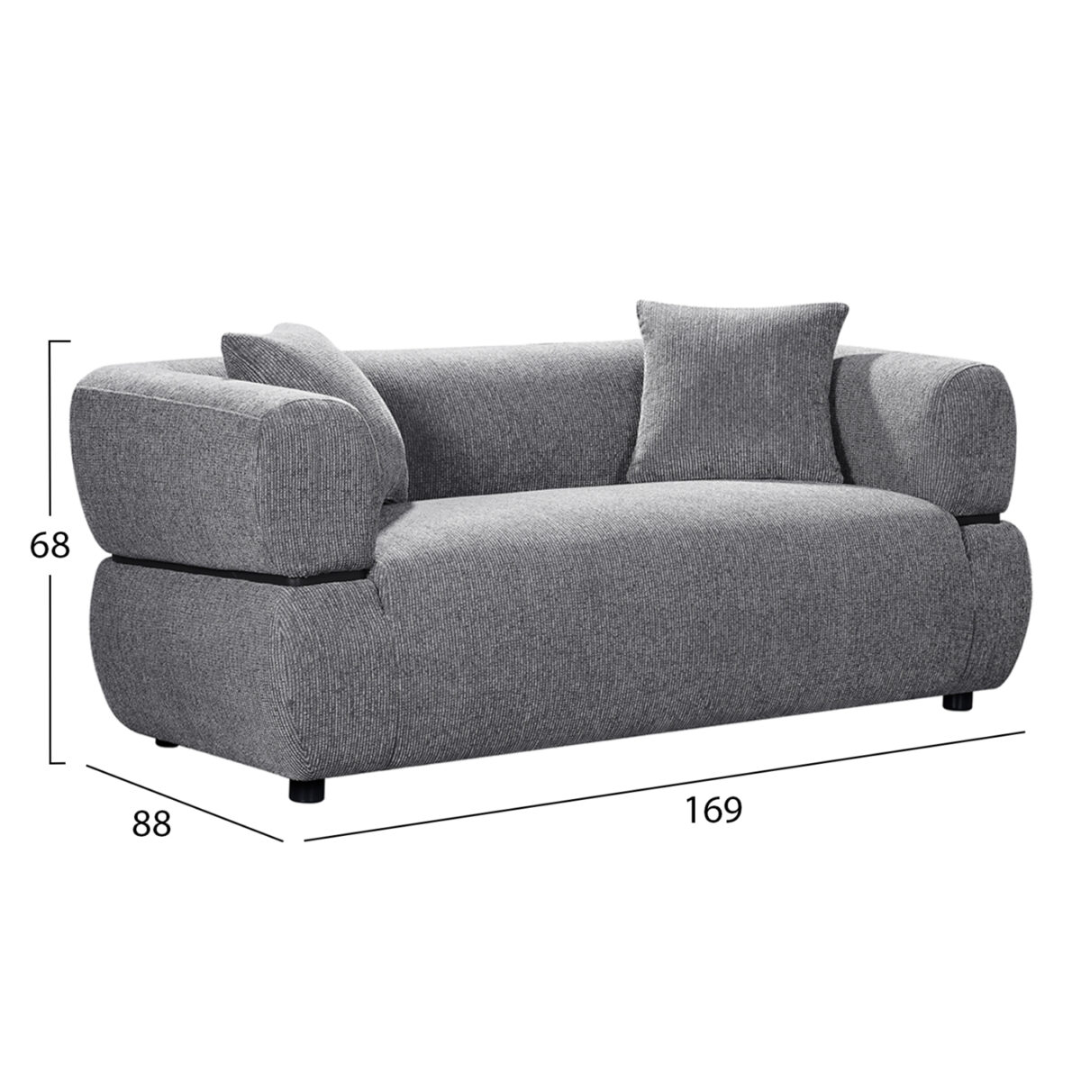 ΚΑΝΑΠΕΣ 2-ΘΕΣΙΟΣ ARCTIS HM3328.01 ΓΚΡΙ ΥΦΑΣΜΑ 169x88x68Υεκ. - Image 2