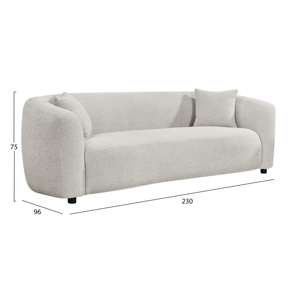 ΚΑΝΑΠΕΣ 3-ΘΕΣΙΟΣ NORD HM3321.02 ΑΝΟΙΧΤΟ ΜΠΕΖ ΥΦΑΣΜΑ 230x96x75Υεκ. - Image 2