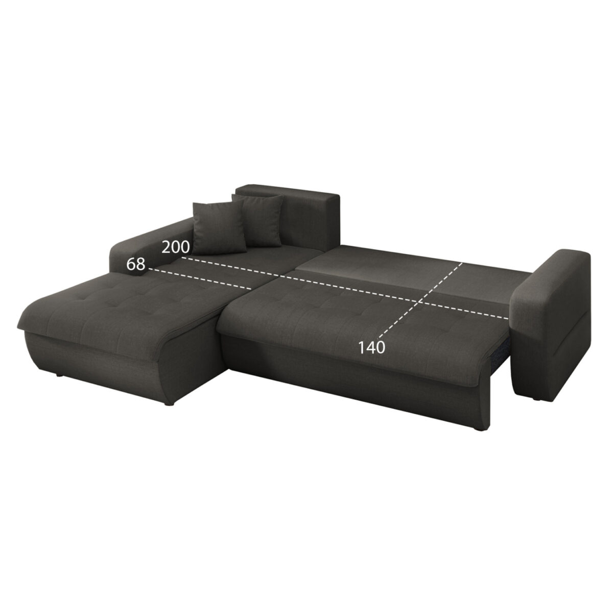 ΚΑΝΑΠΕΣ ΚΡΕΒΑΤΙ ΑΡΙΣΤΕΡΗ ΓΩΝΙΑ KANSO HM3338.01L ΓΚΡΙ ΥΦΑΣΜΑ 244x188x80Υεκ - Image 3