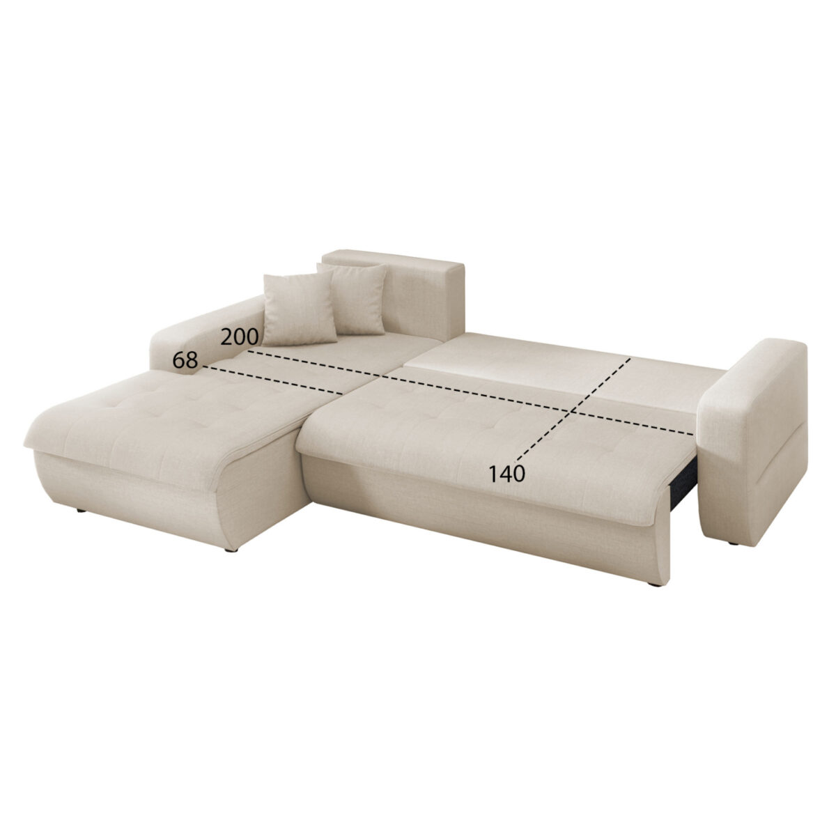 ΚΑΝΑΠΕΣ ΚΡΕΒΑΤΙ ΑΡΙΣΤΕΡΗ ΓΩΝΙΑ KANSO HM3338.03L ΜΠΕΖ ΥΦΑΣΜΑ 244x188x80Υεκ - Image 3