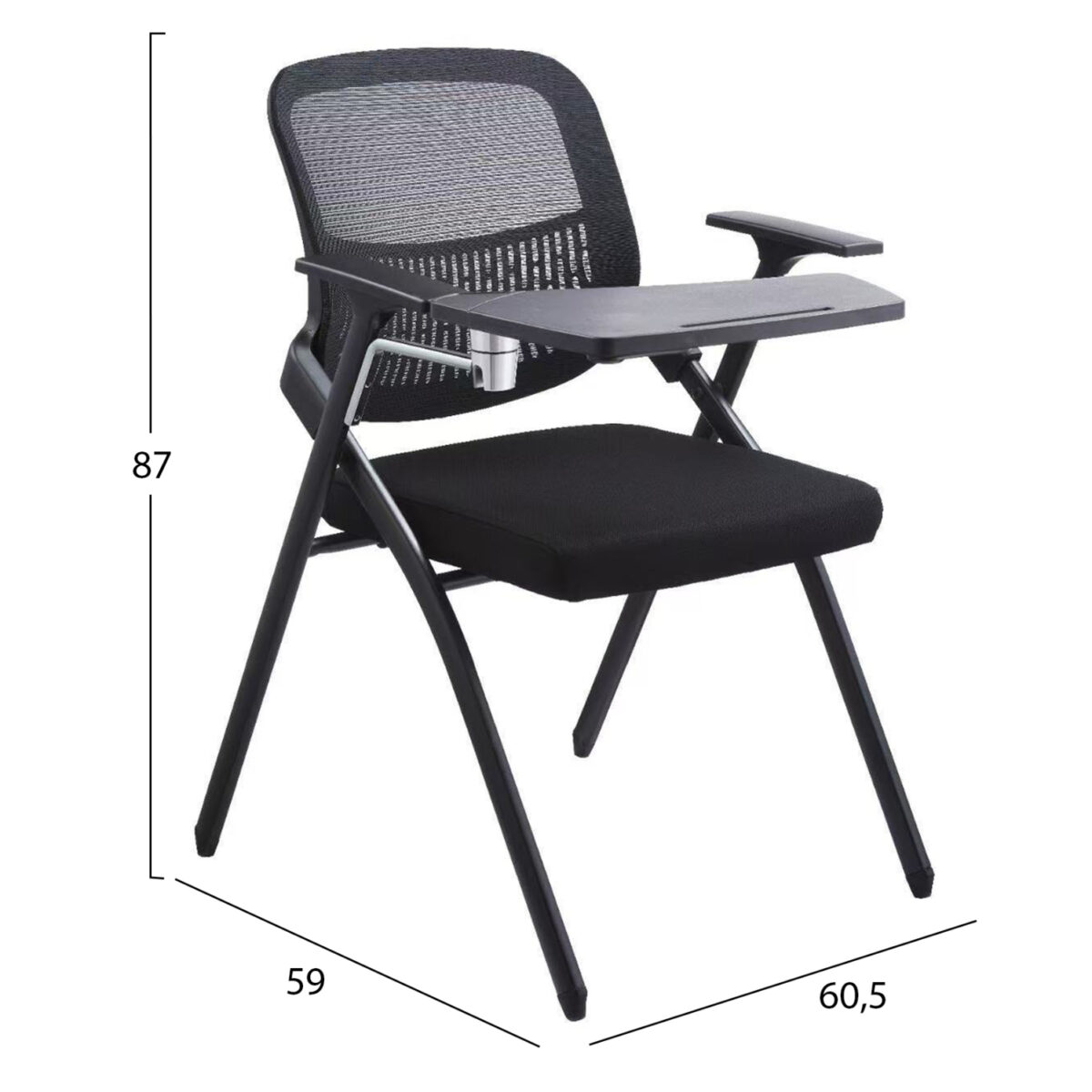 ΚΑΡΕΚΛΑ ΣΥΝΕΔΡΙΟΥ ΠΤΥΣΣΟΜΕΝΗ ΜΕ ΑΝΑΛΟΓΙΟ DENO HM1209.01 MESH ΥΦΑΣΜΑ ΜΑΥΡΟ 60x59x87Υεκ. - Image 2