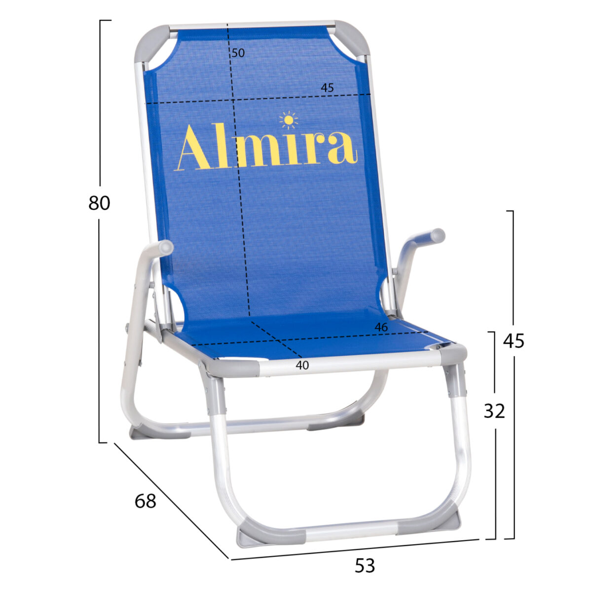 ΚΑΡΕΚΛΑΚΙ ΠΑΡΑΛΙΑΣ ΑΛΟΥΜΙΝΙΟΥ ΒΑΡ.ΤΥΠΟΥ ΥΠΕΡΥΨΩΜΕΝΟ ALMIRA HM6431.01 ΜΠΛΕ 53x68x80Υεκ - Image 2