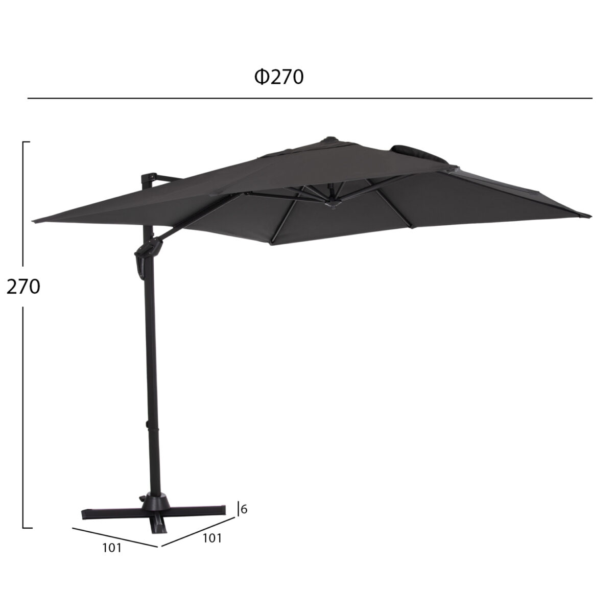 ΟΜΠΡΕΛΑ ΠΙΣΙΝΑΣ JAVANTE HM6623.01 ΓΚΡΙ ΑΛΟΥΜΙΝΙΟ & ΣΚΙΑΣΤΡΟ 2.7x2.7x2.7Yμ - Image 2