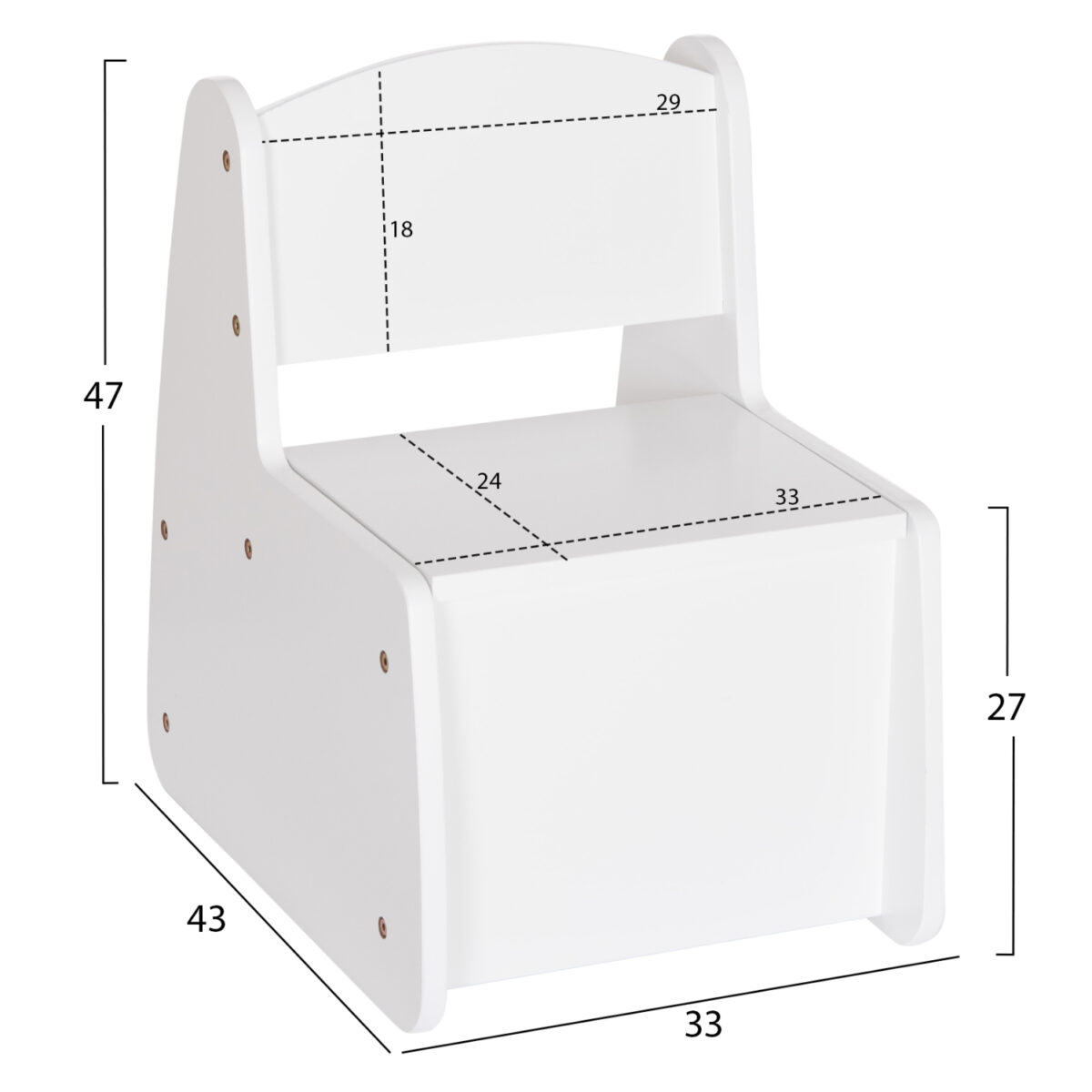 ΠΑΙΔΙΚΟ ΚΑΡΕΚΛΑΚΙ ΜΕ ΑΠΟΘ.ΧΩΡΟ RICKI HM18343.03 ΚΟΝΤΡΑΠΛΑΚΕ/MDF ΛΕΥΚΟ 33x43x47Υεκ - Image 2